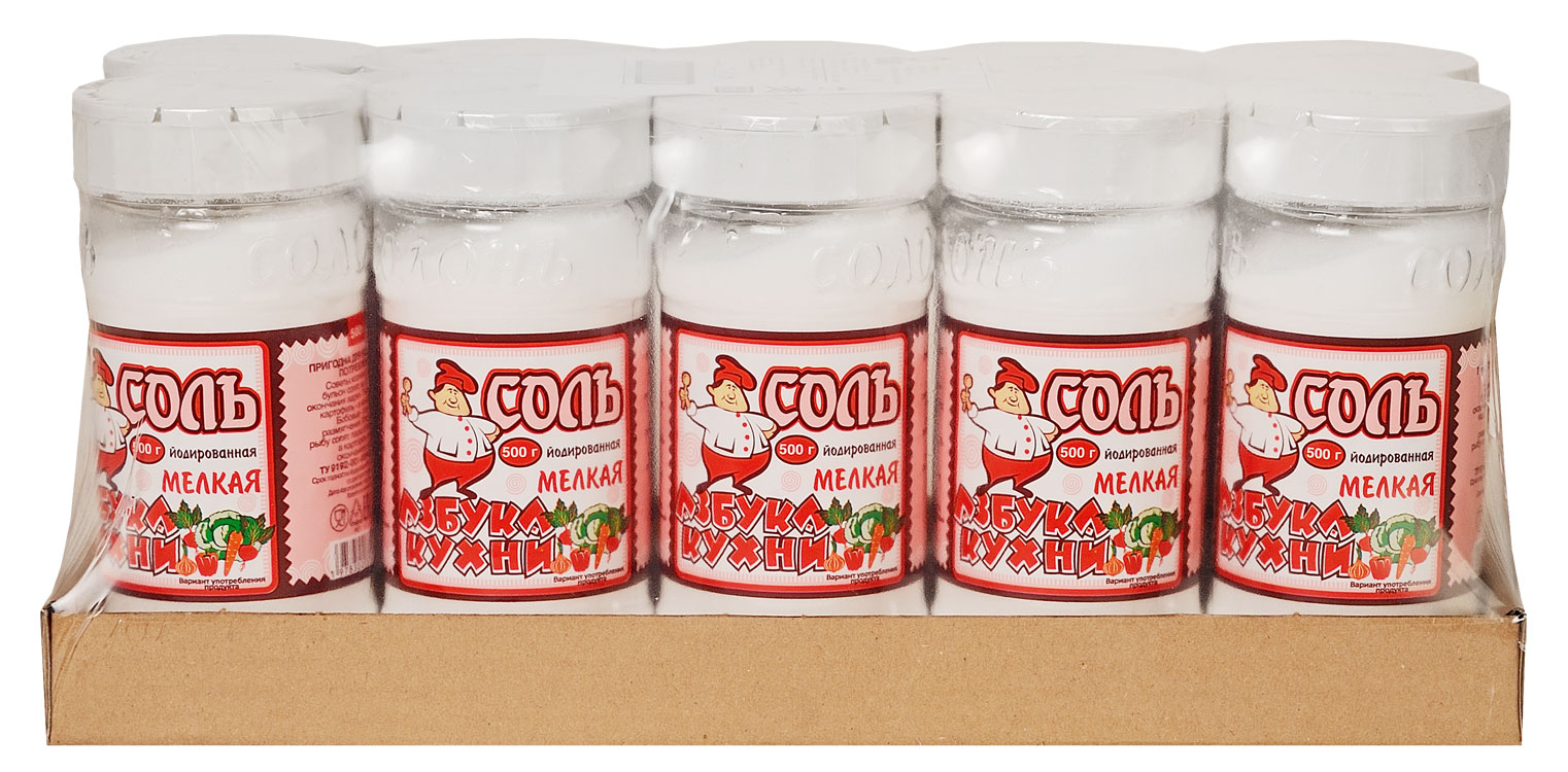 Соль пищевая выварочная йодированная "Азбука кухни" 500г