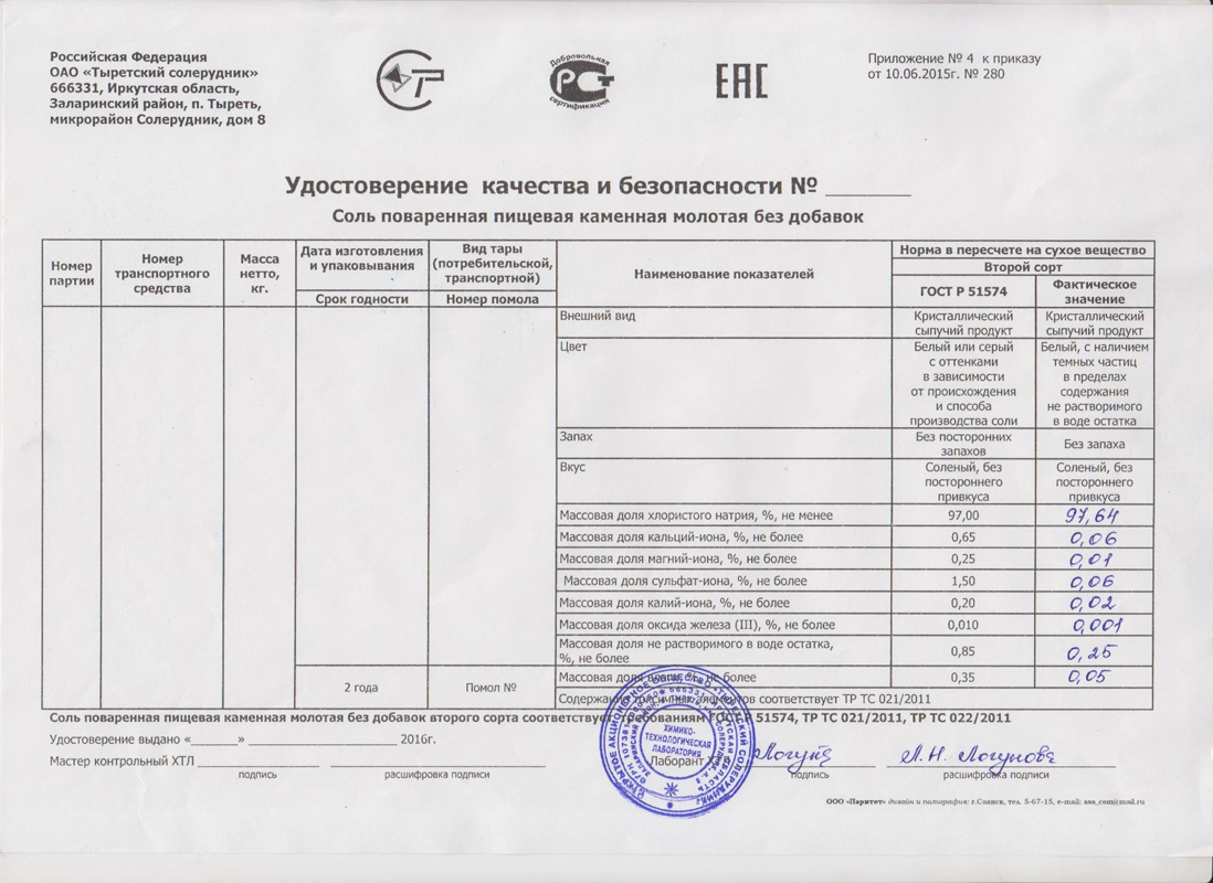 Сертификат качества организации